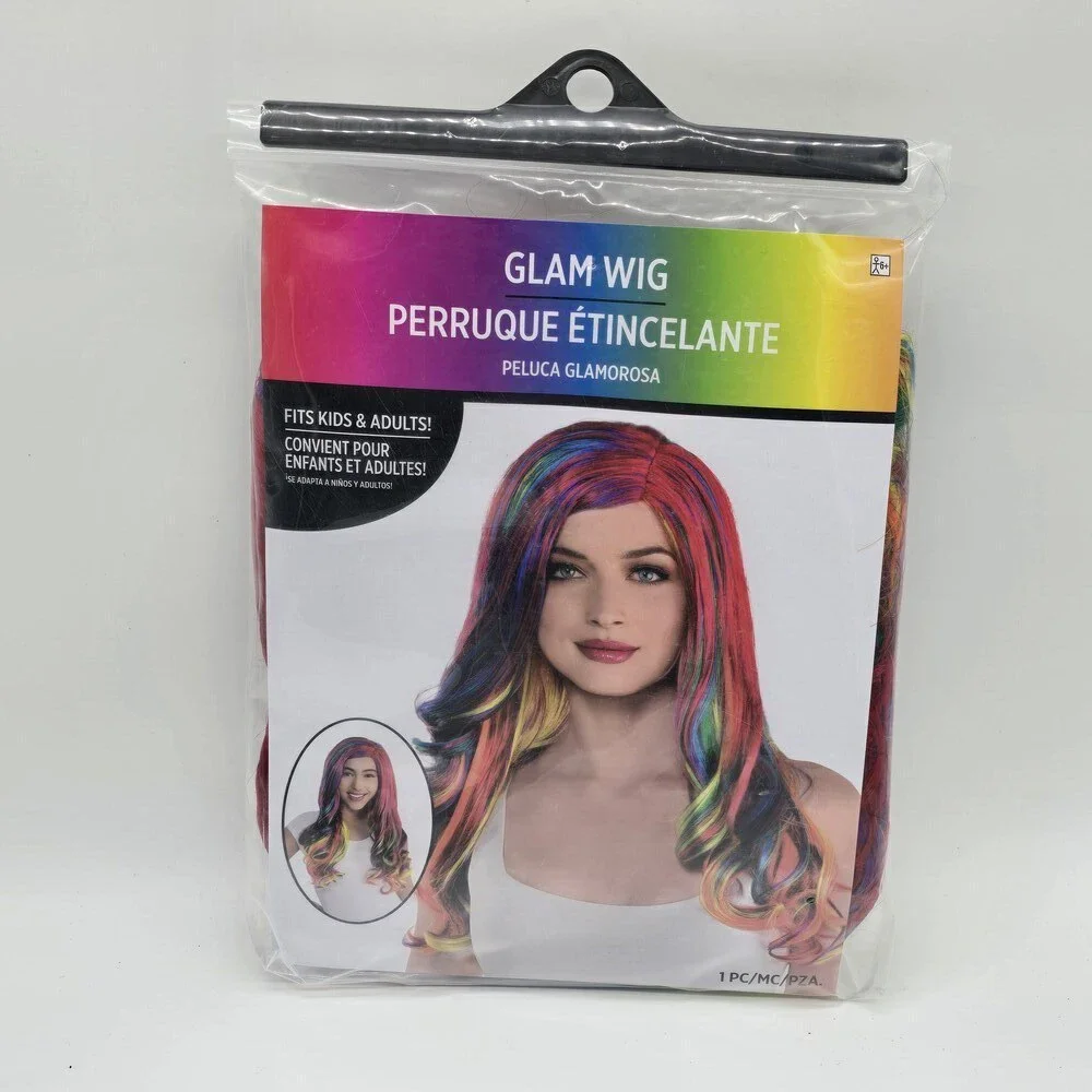 Long Rainbow Wig Wavy Multicolor Cosplay Costume Pride Festival NWT